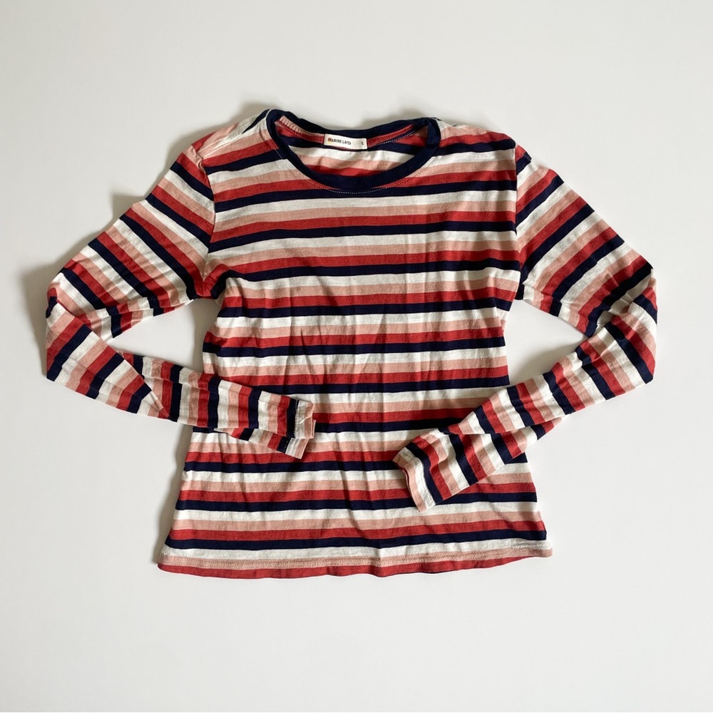 Marine Layer Women’s Striped Supima Cotton Modal Long Sleeve Crew Neck Tee